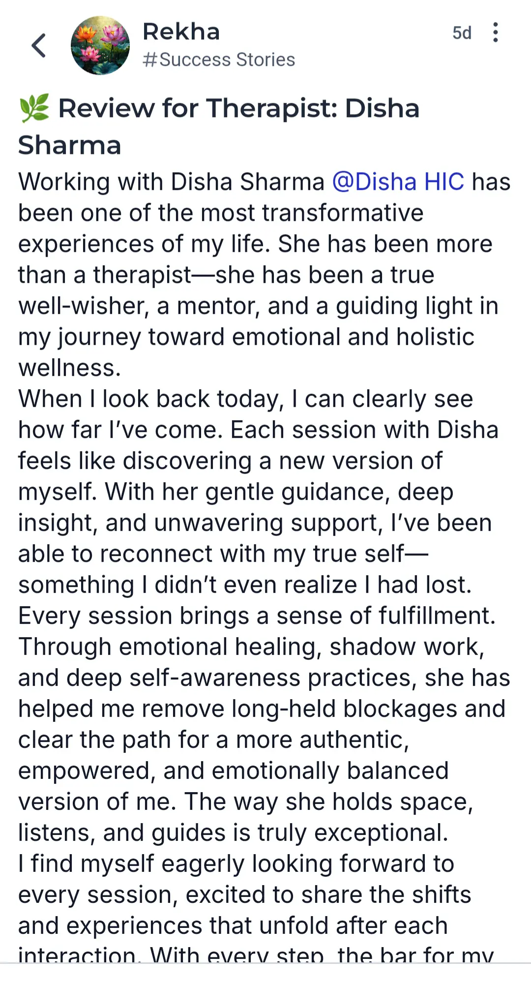 Client testimonial