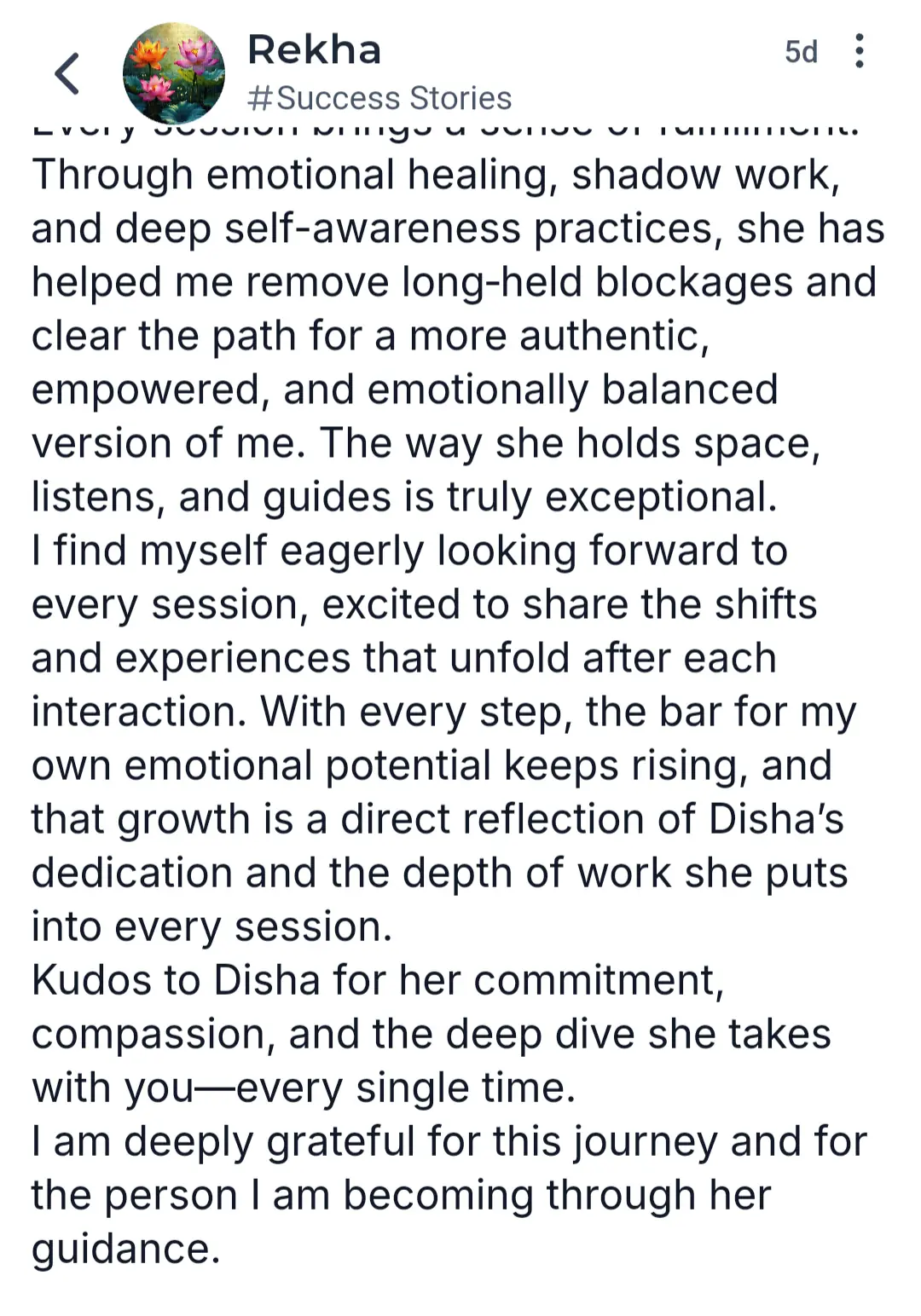 Client testimonial