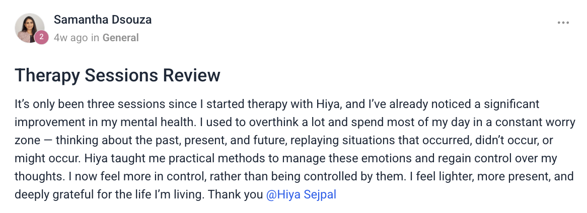 Client testimonial