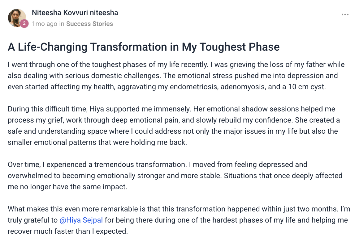 Client testimonial