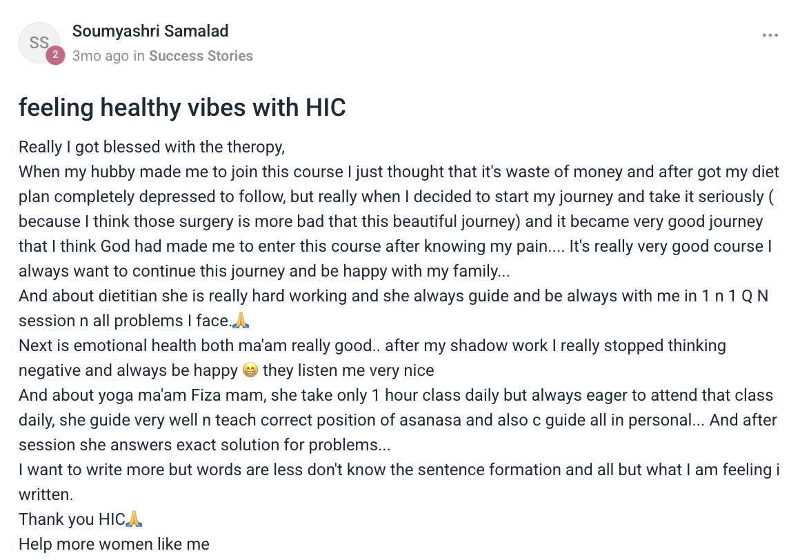 Client testimonial