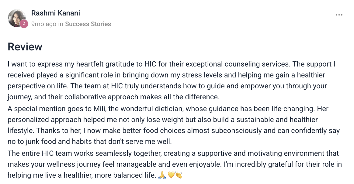 Client testimonial