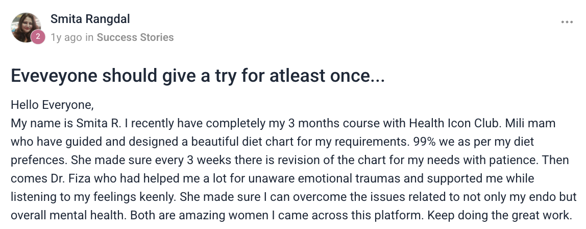 Client testimonial