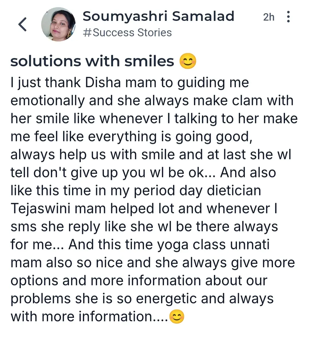 Client testimonial