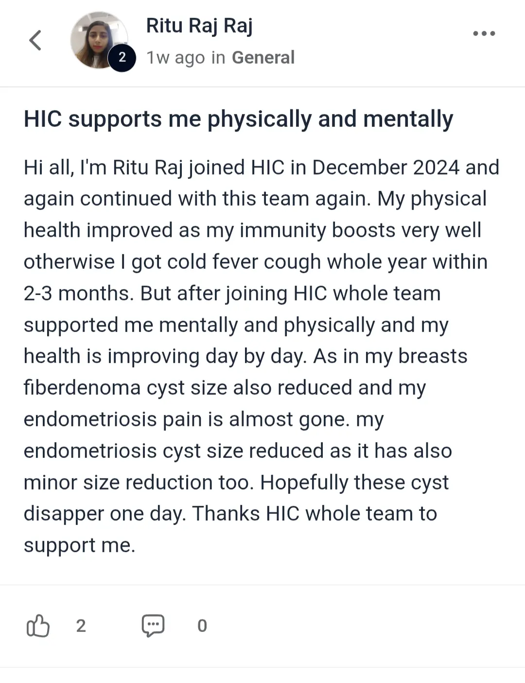 Client testimonial